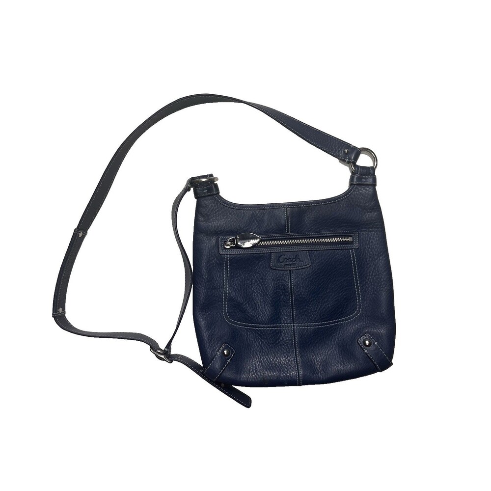 Coach Navy Leather Crossbody Bag 2010 Retro Shoulder Purse Classic Coquette Boho
